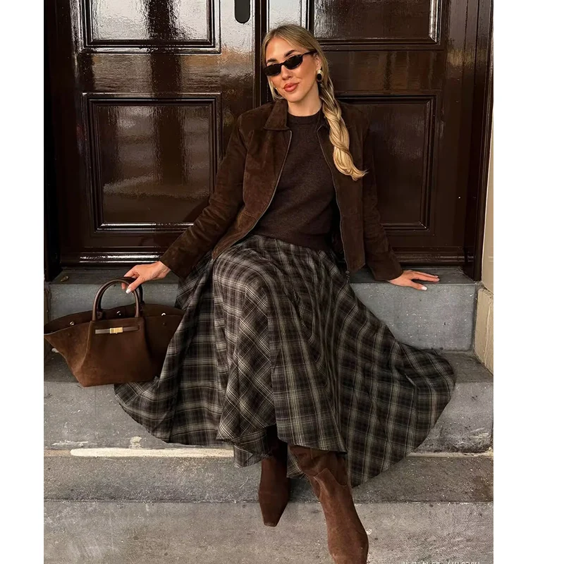 Britse mode herfstrokken dames 2025, nieuwe chique geruite hoge taille, elegante damesrokken, jeugd, straatreizen, comfortabele rokken