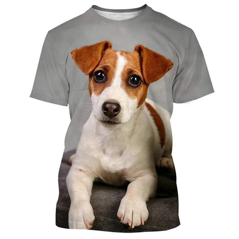Funny Jack Russell Terrier T-shirts For Men Fashion Summer Crew Neck Cute Dog 3D Printed Womens T Shirts Casual Oversized Tees