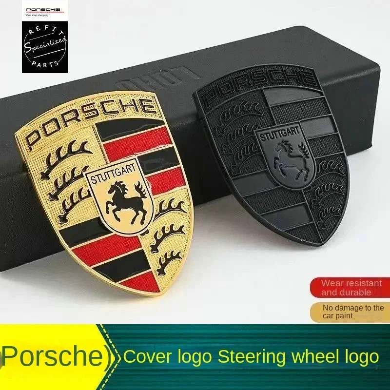 Für Porsche 718/911 Panamera Macan Motorhaubenlogo Cayenne Boxster Cayman Fronthaubenemblem Lenkrademblem Taycan Auto Logos