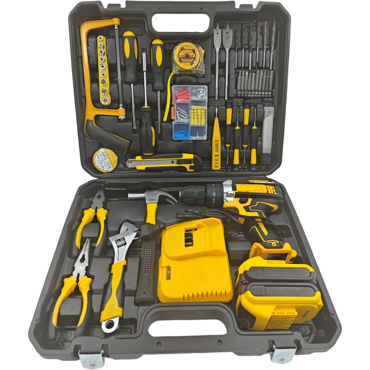 hit product2025 New Arrival Multifunctional 21V Cordless Impact Drill Tool Set with 30N.M Torque Brush Motor 3/8 in Chuck