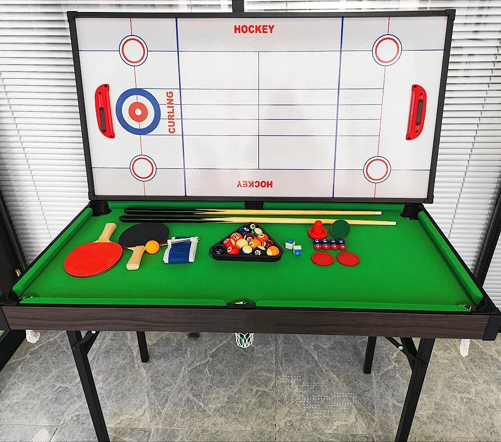 

48" 4 in 1 Folding Multi Game Table, Billiard Ice Hockey Pingpong Shuffleboard for Indoor Leisure Use
