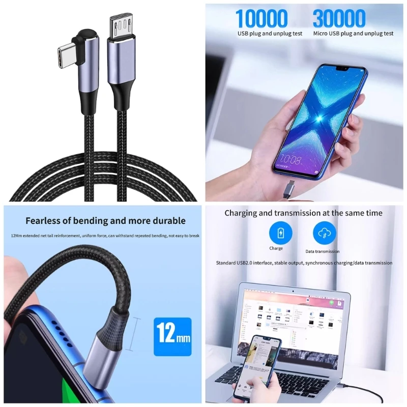 Cable conector confiable tipo Micro USB, carga rápida, transmisión datos estable, Universal para tableta, auriculares y