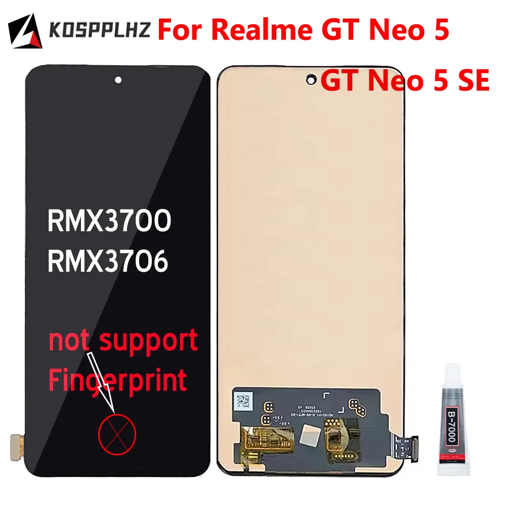 TFT No Fingerprint For Realme GT Neo 5 / 5SE LCD Display + Touch Screen Replacement For Realme RMX3700 RMX3706 Display + Glue