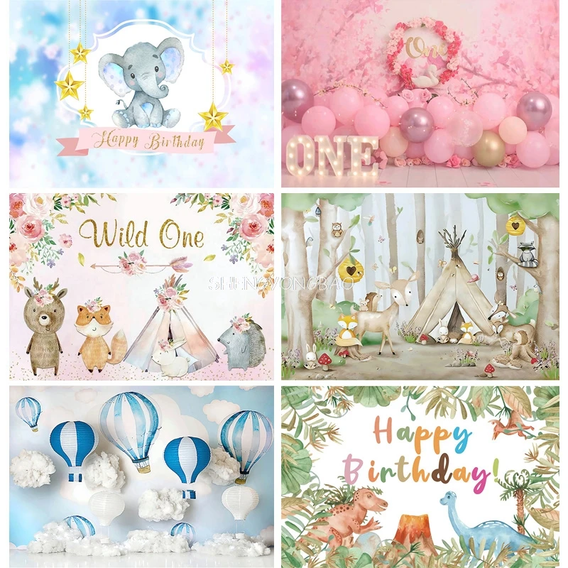 

Children's Newborn 1st Birthday Party Background Cartoon Elephant background Photo Studio Photography Props 22914 MM-04