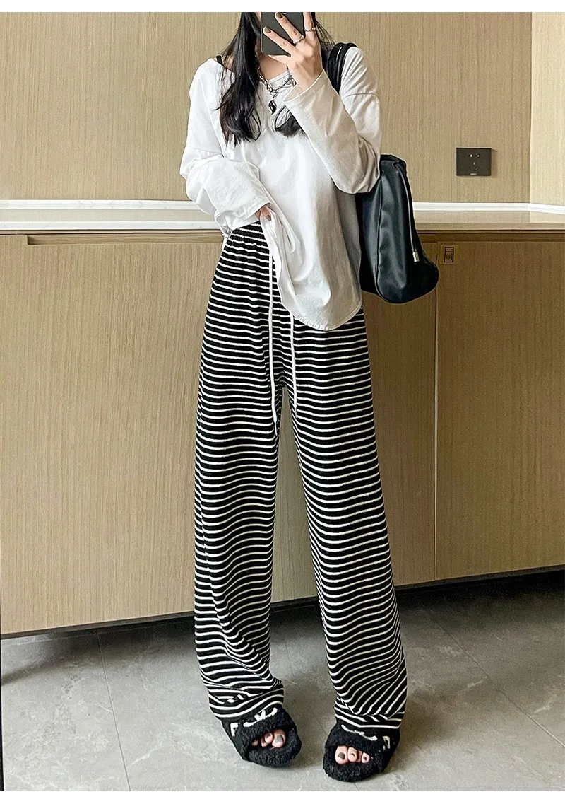 ワイドレッグパンツ インベージュ レディース 春 ガールズ デコラティブ プレッピー スプライシング モダール シフォン レイヤード プリーツ 刺繍 ドレープ ストレート