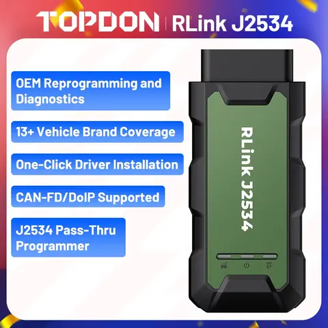 TOPDON RLink J2534 Pass-Thru Programmer OEM Diagnostic Tool Support CAN-FD/DoIP/J2534/D-PDU 18+ Brands For Auto Repair