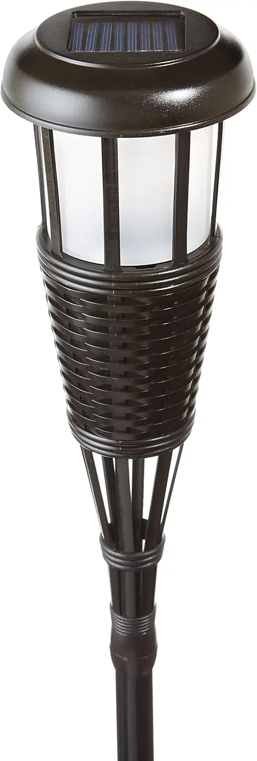 FLTORCH2-B Solar-Powered LED Outdoor Torches, Black, 2-Pack