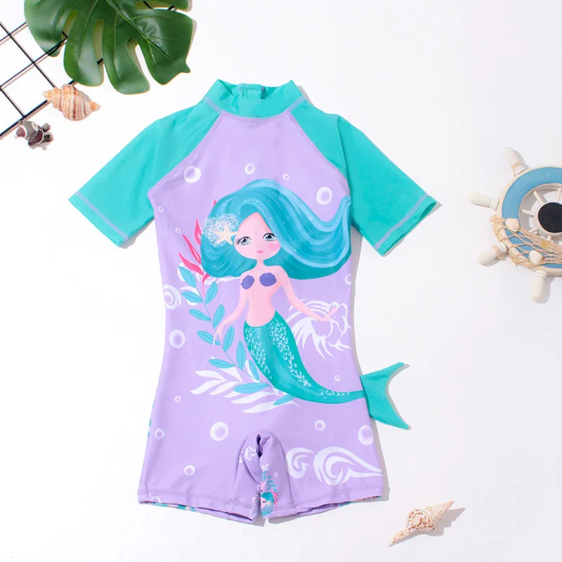 Summer Swimwear for Kids Girl One-piece Swimsuit Dinosaur Mermaid Boy and Girl Crianças Natação Vestuário Baby Bathing Clothes