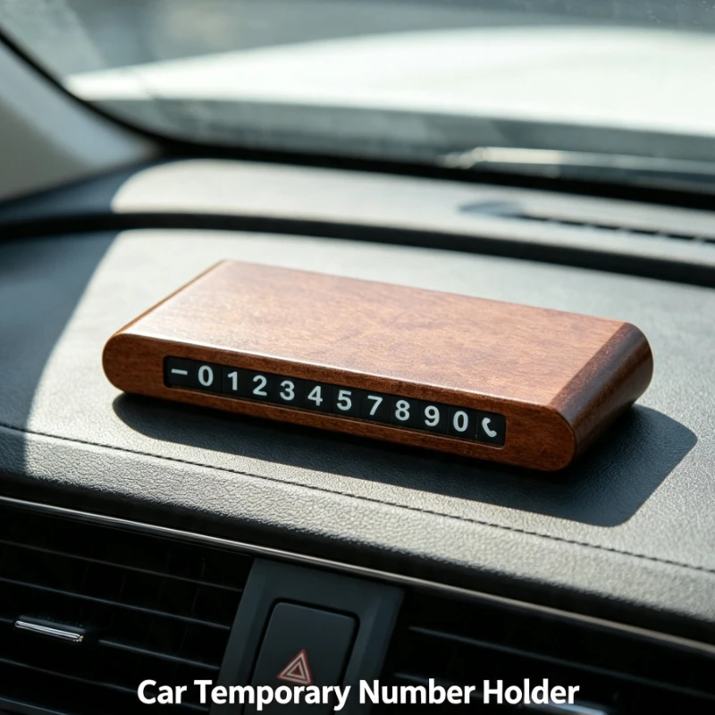 Wooden Car Temporary Parking Number Plate Dashboard Accessories Privacy Protection Moving Card Clip
