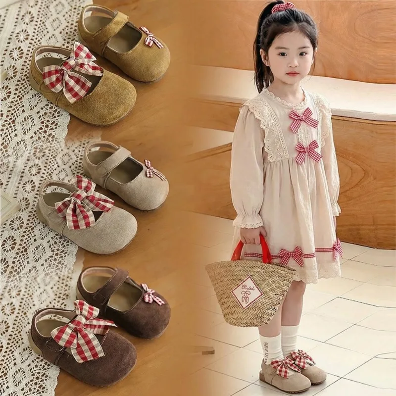 

2026 Spring Autumn New Children Leather Shoes for Girls Fashion Korean Style Soft Bottom Anti-slippery Versatile Princess Shoes