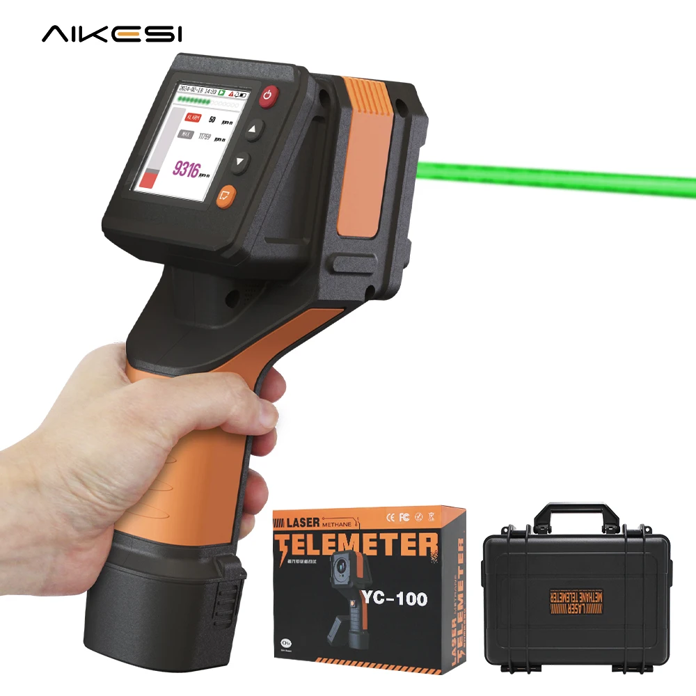 Aikesi Przenośny YC-100 Laserowy Detektor Wycieku Metanu Zdalny Przenośny Detektor Stężenia Gazu Metanowego Laserowy Detektor CH4