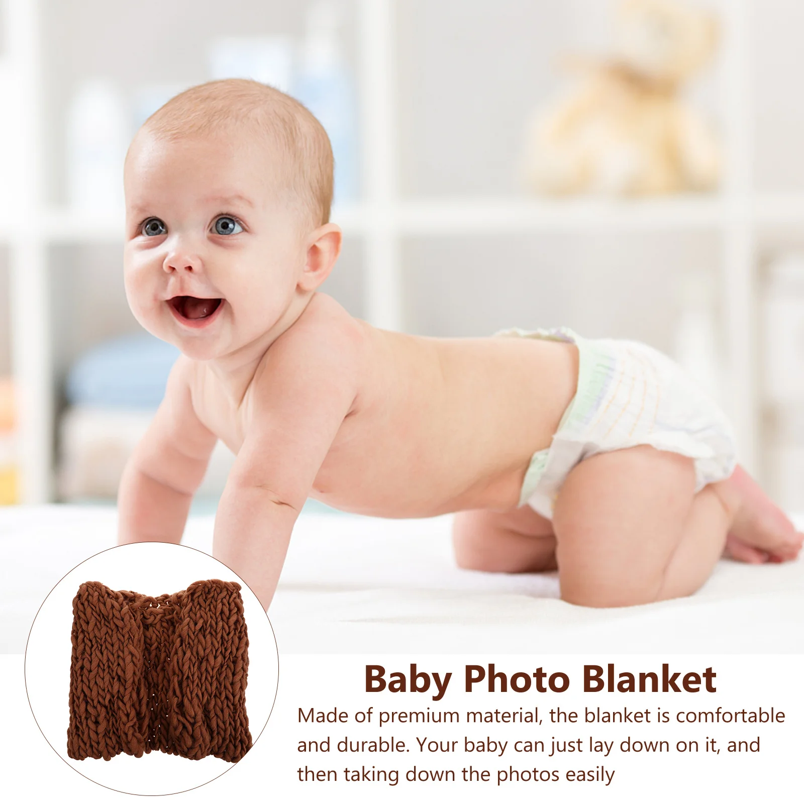 1 قطعة بطانية صوف محبوكة يدويًا لتصوير الأطفال حديثي الولادة خلفية صورة كبيرة صديقة للغسل للرضع شهريًا #1