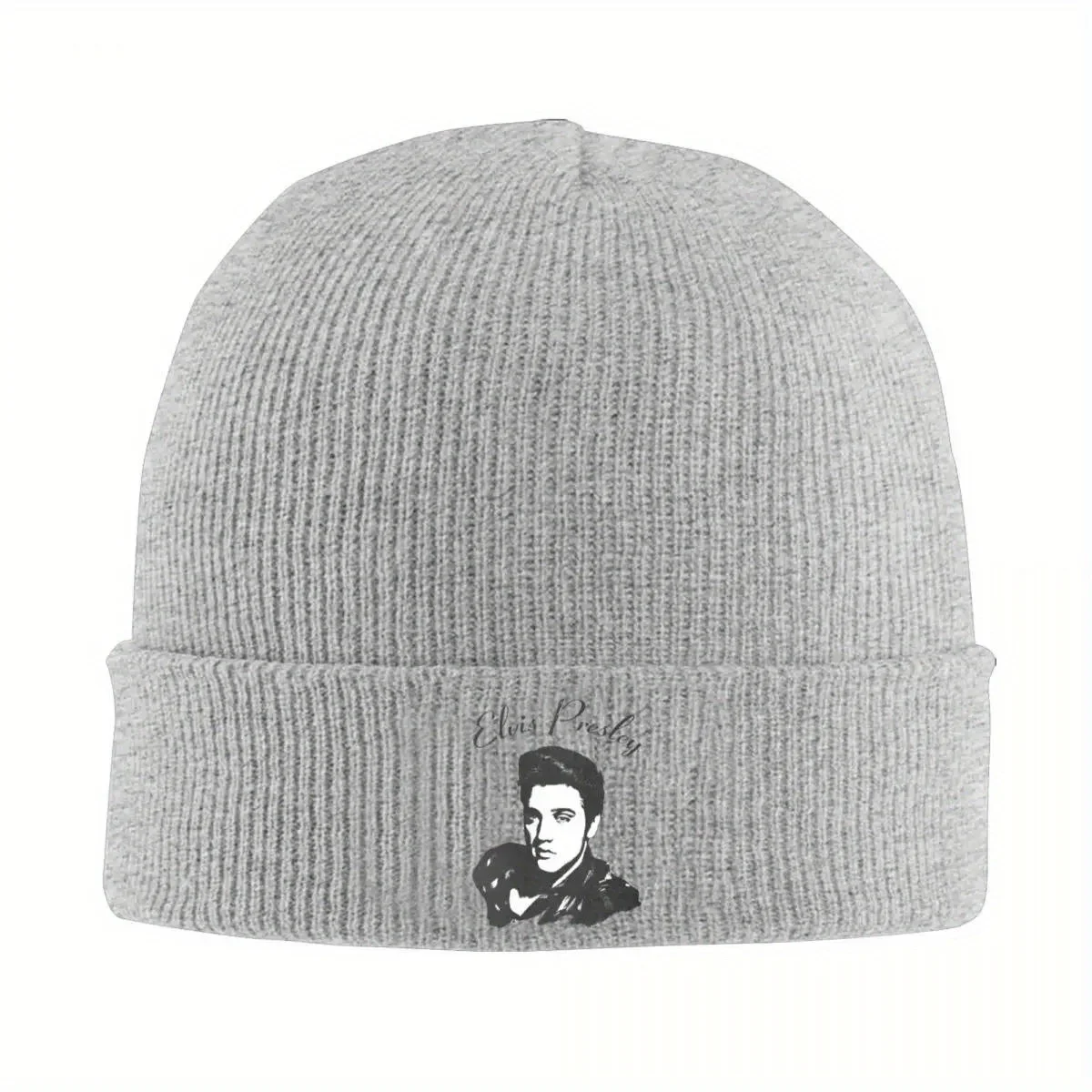 

New Vintage Official Script E-Elvis Beanie Hats Fun Caps Unisex Adult Kpop Knit Hat Autumn Winter Design Thermal Elastic Be