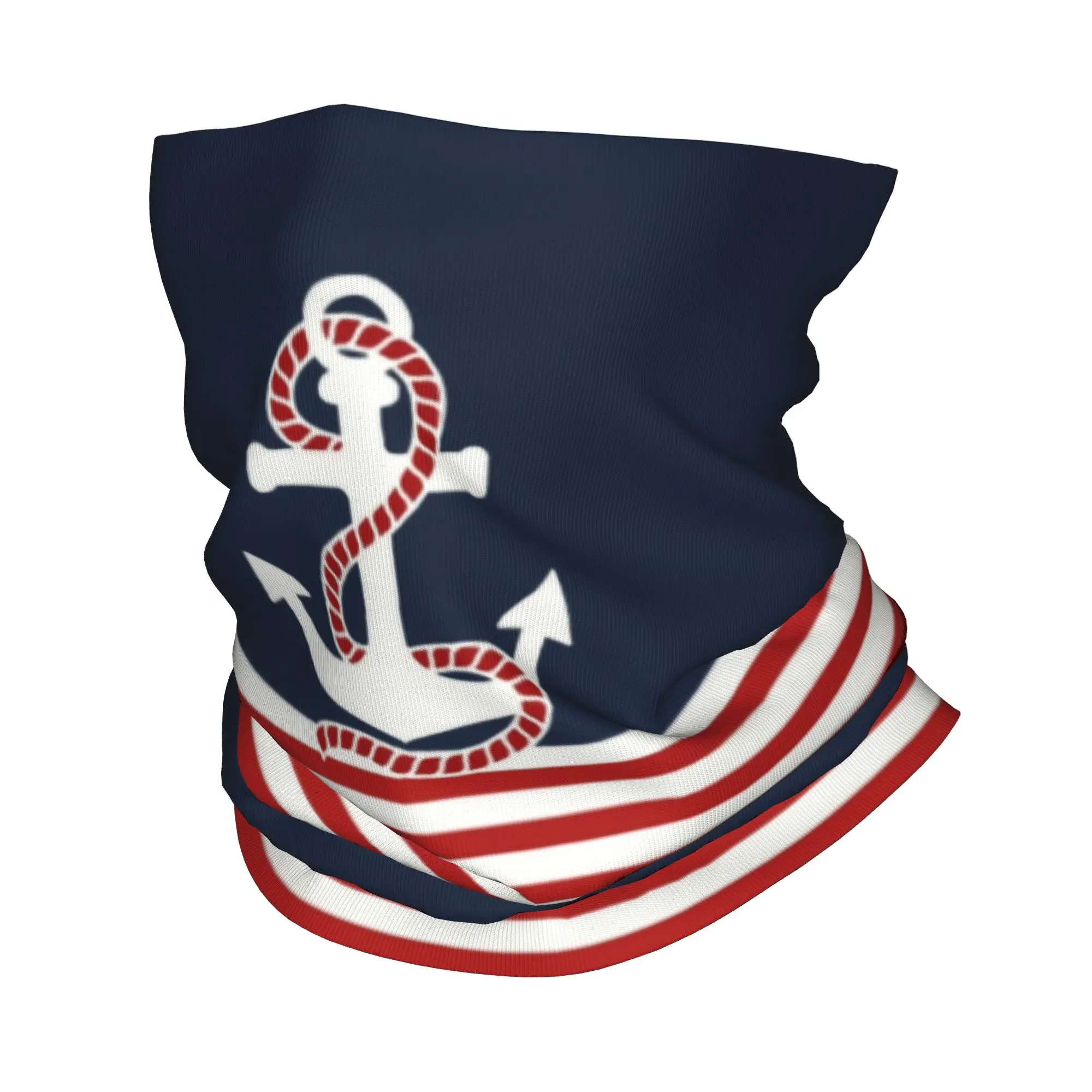 

Изготовленная на заказ бандана с темно-синими полосками и морским якорем, зимняя теплая повязка на шею, мужской ветрозащитный шарф для лица для лыжных гетр, повязка на голову