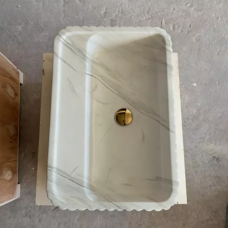 Natural White Marble Washbasin Modern Stylish Bathroom Sink for Home Villa Hotel Decor Elegant Basin Design Stylish Natural