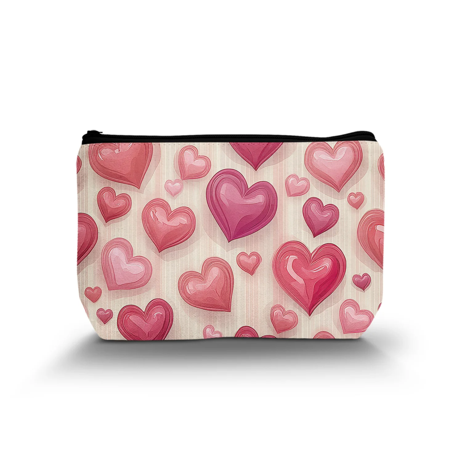 1Pc Valentine'S Day Various Heart Makeup Bag For Women Cosmetic Portable Storage Fashionable Makeup Bag 8.66X5.51Inch