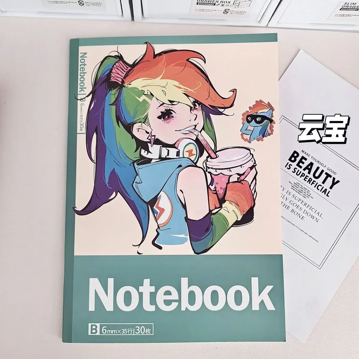 Kawaii Anime My Little Pony Applejack Pinkie Pie Sweet Notebooks Cute Cartoon Rainbow Dash Fluttershy Lovely Notepad Girls