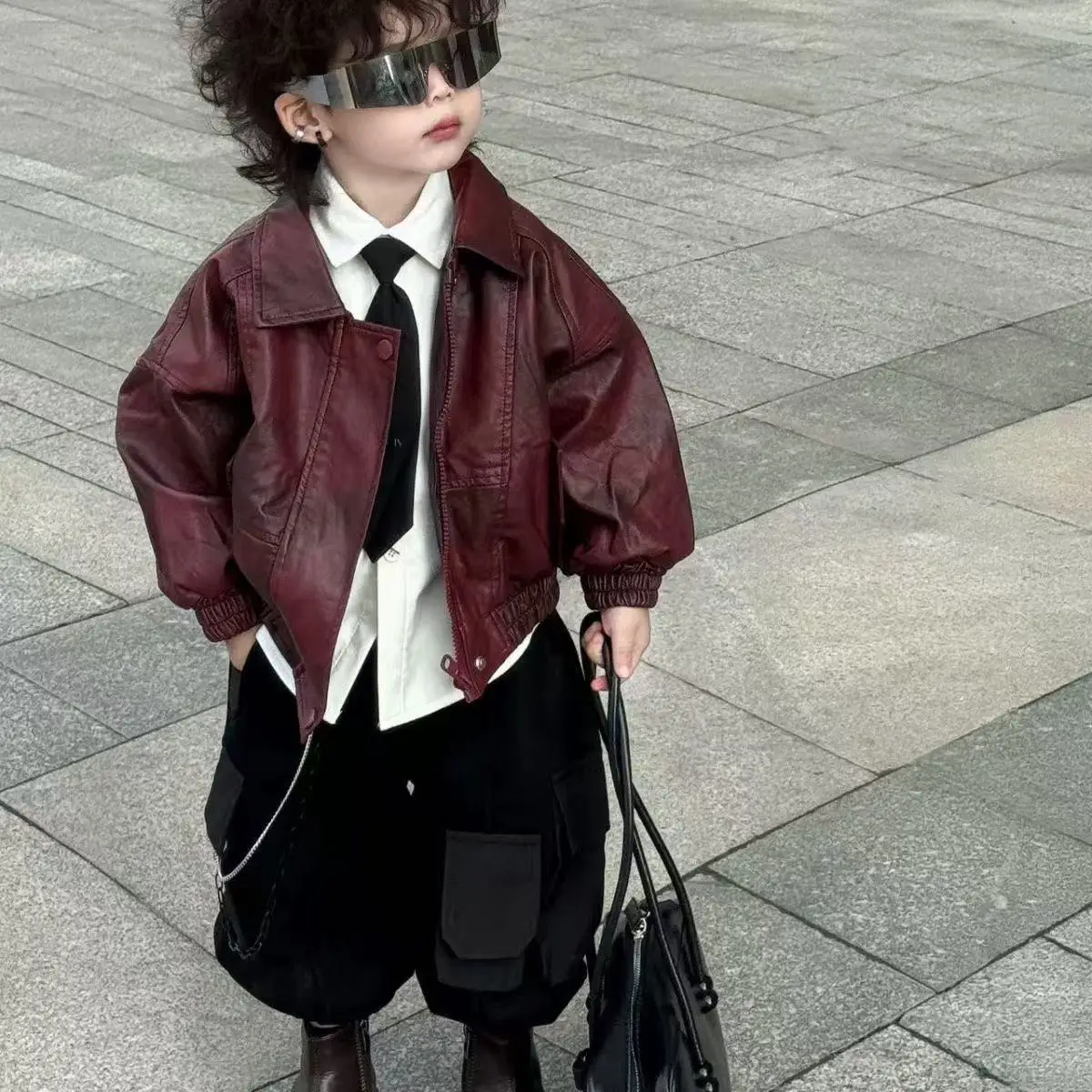 

Children's Clothing Boys' Autumn and Winter Leather Jacket 2025 Children's New Stylish Boys Baby Jacket