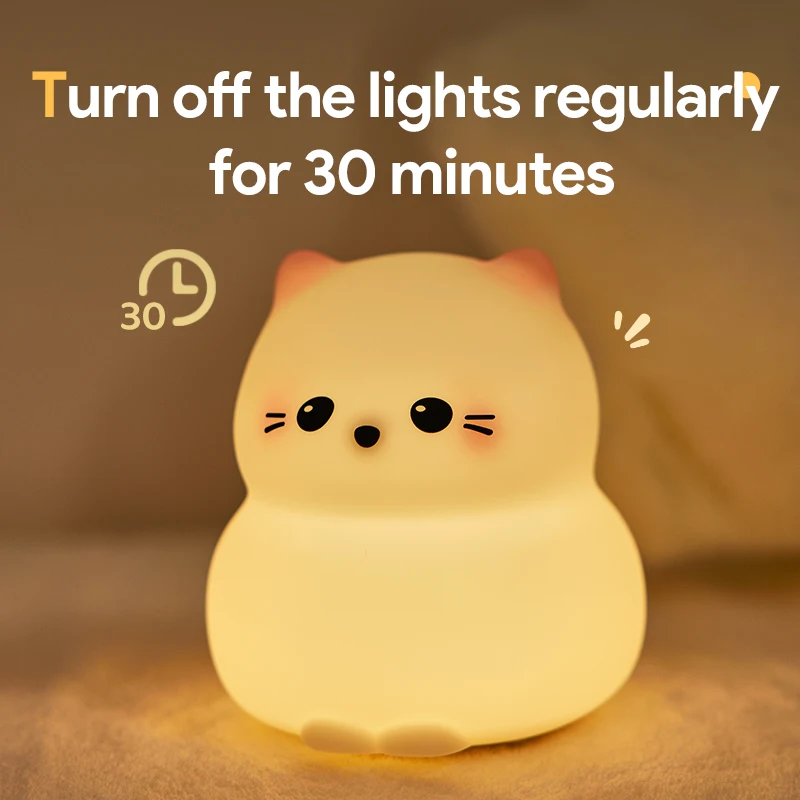 Gluttonous Cat Night Light Touch Silicone Patting Lamp Mood Light Rechargeable Night Lamp Desktop Ornaments Bedside Decor