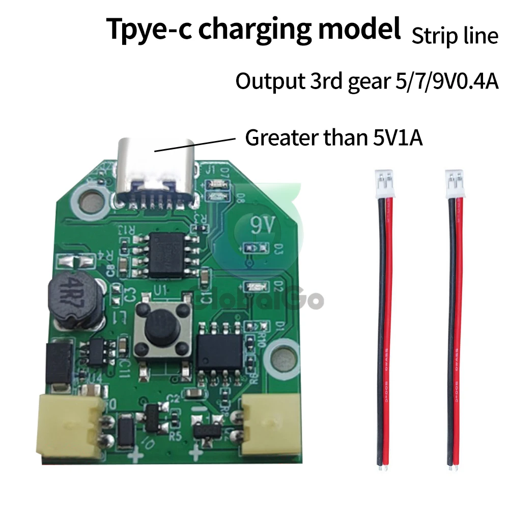 Rechargeable Small Fan Control Board Micro/Type-C USB Brushless 3 Gears Adjustable Boost Board with Line Charge Protection