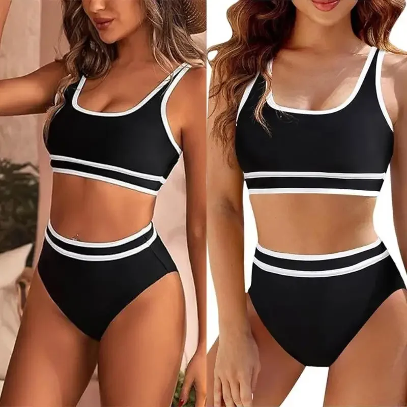 

Women Push Up Swimwear Two Pcs Swimsuit High Waist Bathing Suit Swimming Costume Set Backless Ladies Swimwear 69HD