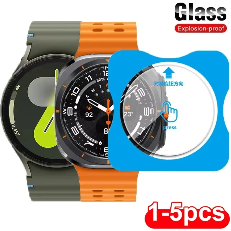 1-5 peças de vidro temperado HD para Samsung Galaxy Watch 7 47mm 40mm 44mm Protetor de Tela Premium para Galaxy Watch 7 Ultra Acessórios