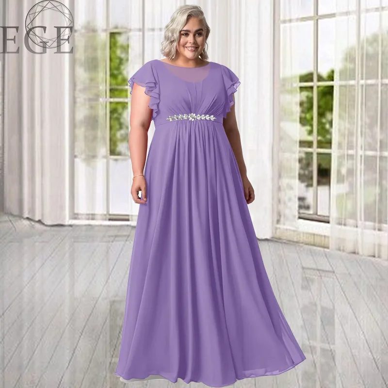 

2023 Plus Size Round Neck Chiffon Gemstone Short Sleeve Dress Elegant Luxury 5XL6XL Loose Wedding Banquet Party Evening Dreeses