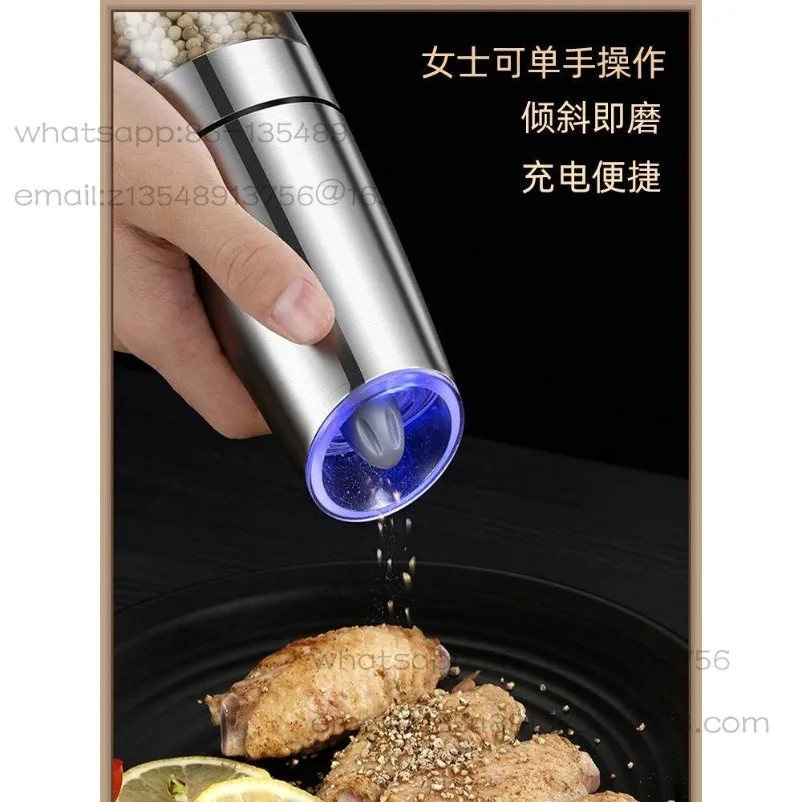 電動充電式ペッパーミル、黒胡椒、海塩、家庭用グラインダー