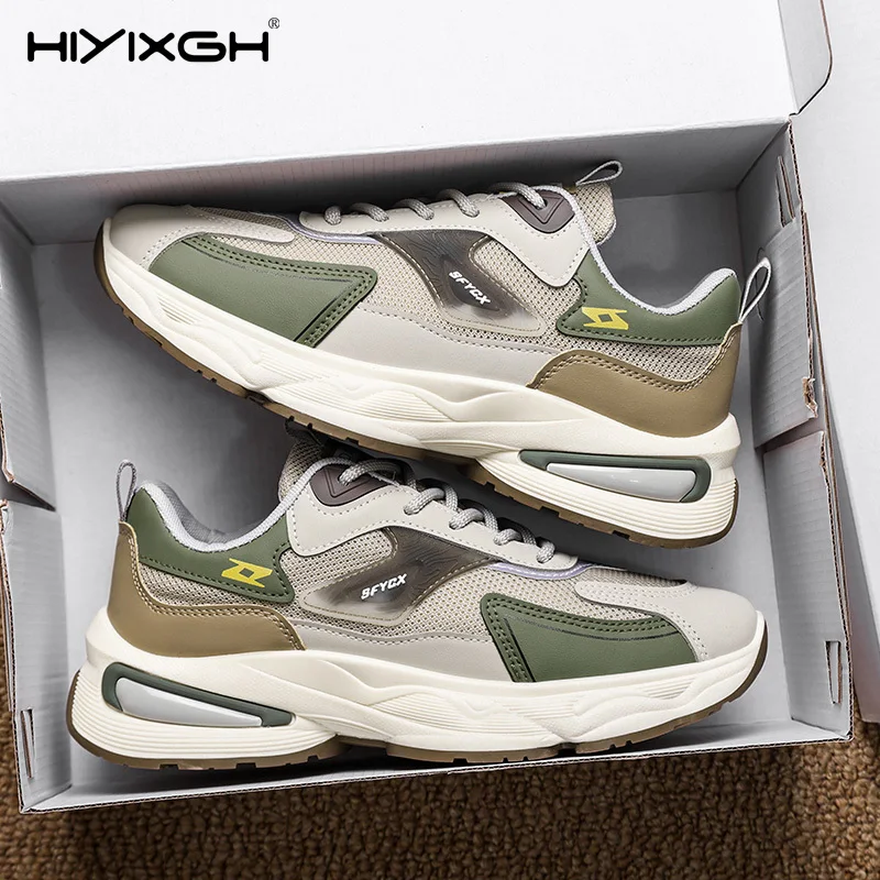 Men's Casual Mesh Dad Sneakers Breathable Wear-Resistant Thick-Sole Anti-Slip Korean Style Streetwear Daily Student Footwear