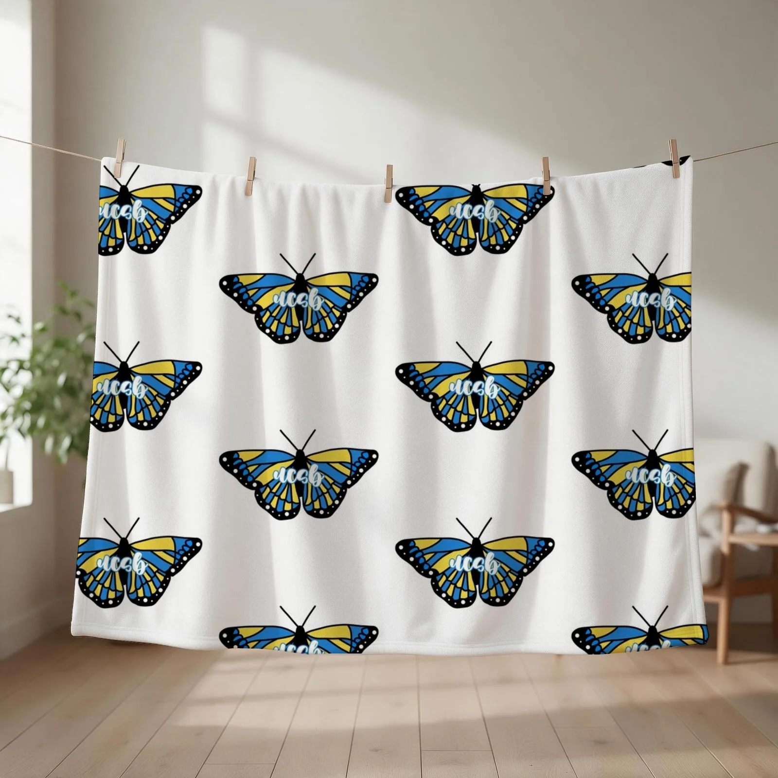 UCSB University of California Santa Barbara Throw Blanket Sofa valentine gift ideas Polar Flannels Blankets