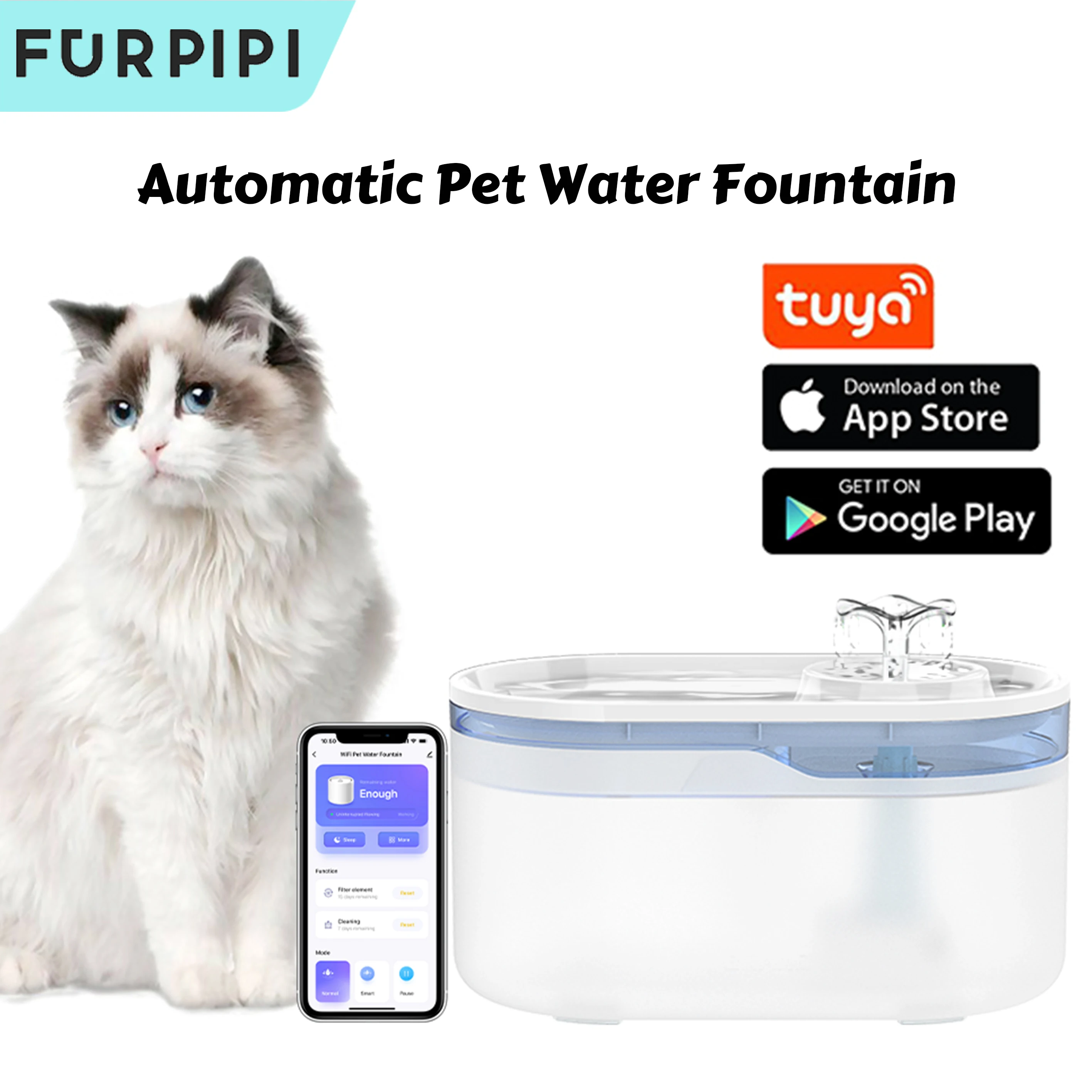 

Cat Water Fountain Auto Recirculate Filtring Cats Dog Water Dispenser USB Electric Mute Pump Cat Ear Pet Cats Drinking Fountain