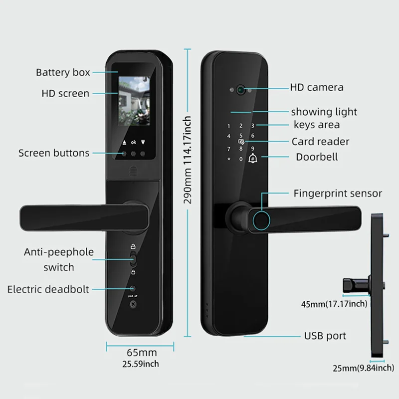 Imagem -05 - Phipulo-digital Eletrônico Smart Door Lock Tuya Wi-fi Câmera Biométrica Impressão Digital Entrada Keyless Hotel e Fechaduras Apartamento