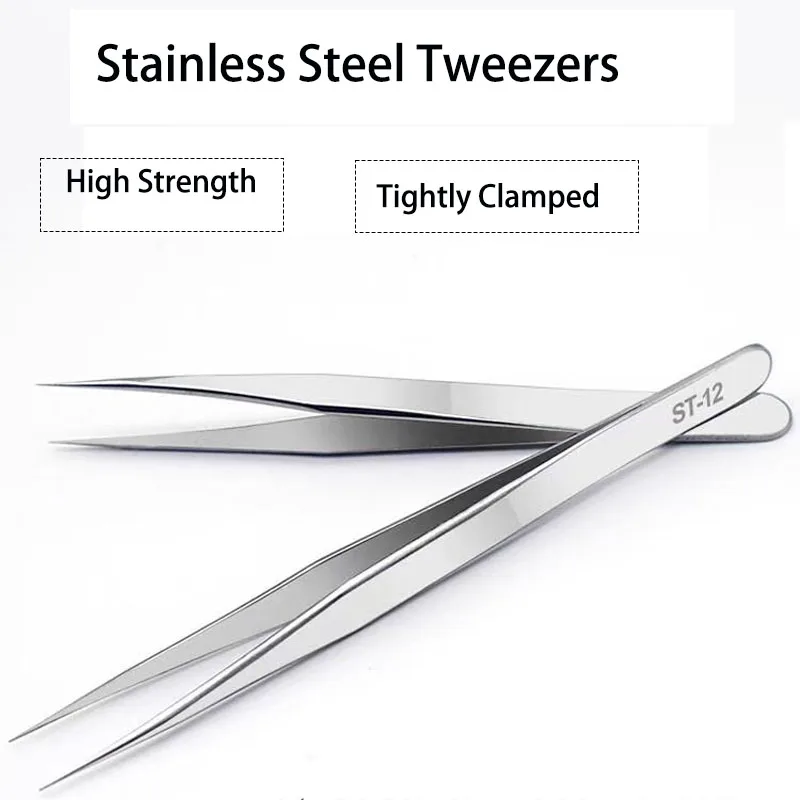 Precision Tweezers Set ESD Anti-Static Stainless Steel Tweezers Repair Tools for Electronics Repair Soldering Craft Tools