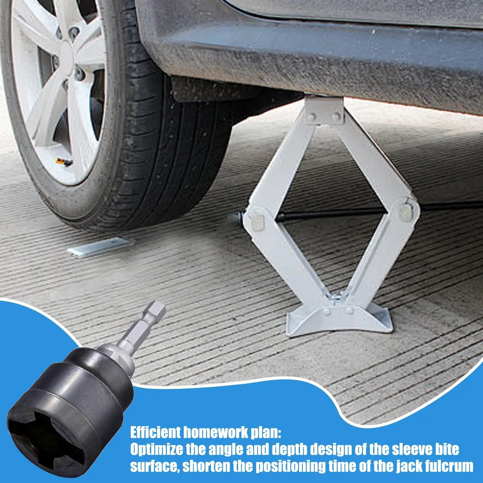Heavy Duty Scissor Jack Drill Adapter Impact Wrench Socket Quick Change Tool Steel RV Stabilizer Auto Repair Garage Accessories