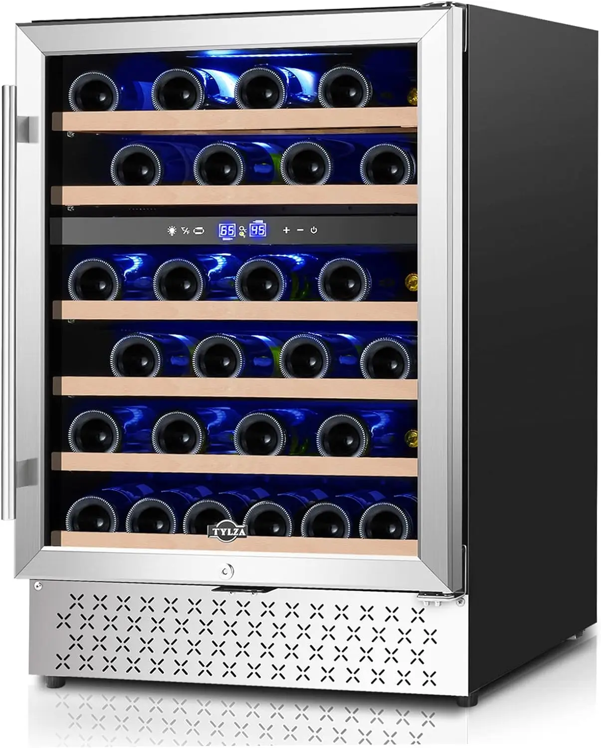 

24-Inch Wine Cooler Refrigerator 46-Bottle Built-in Freestanding Wine Cooler with Professional Compressor and Temperature Memory