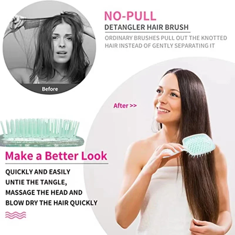 1pcs Detangling Hair Brush Scalp Massage Combs Wide Tooth Air Cushion Comb Hollow Antistatic Hairbrush Salon Hair Styling Tool