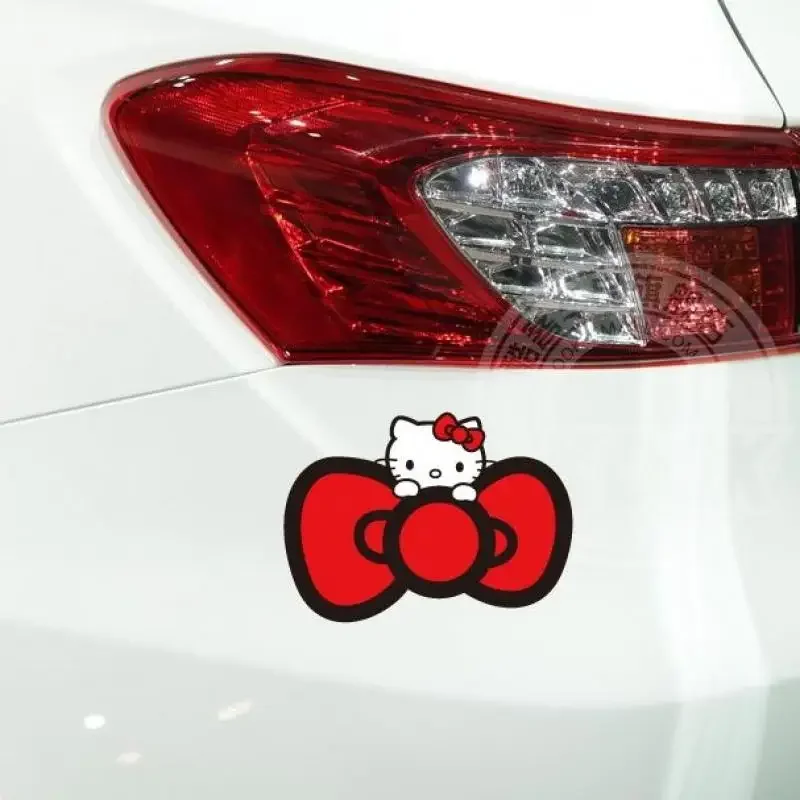 Kawaii Hello Kitty Sticker Bow Tie Car  Water Cup Anime Fashion Accessories Cartoon Decor Exquisite Patch Paster Birthday Gift