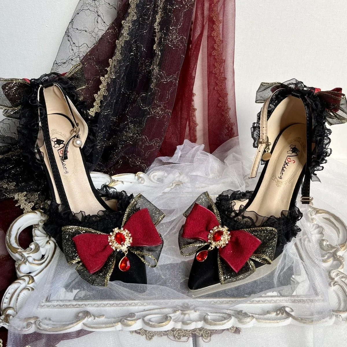 women\'s wedding shoes gothic ladies shoes to wear black elegant womens heels lolita goth shoes Mary Jane shoes for women bow