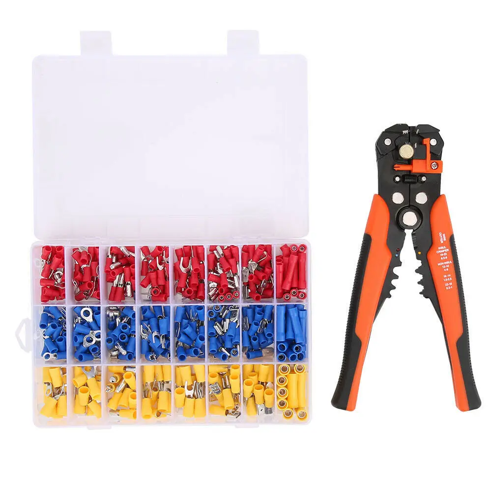 Crimping Tool Kit for Insulated Wire Connectors Ratcheting Wire Terminal Crimper with 400Pcs Insulated Connectors