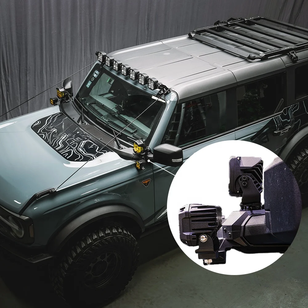 

A-pillar Light Mounts Dual Light Bracket Kit Lower Windshield Hinge Mounting Brackets for Ford Bronco Accessories 2.3 2.7 3.0