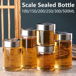 100-500ml Glass Storage Cup Portable Seal Thickening High Borosilicate Thermostability Liquid Storage Cup Scale Sealed Jar