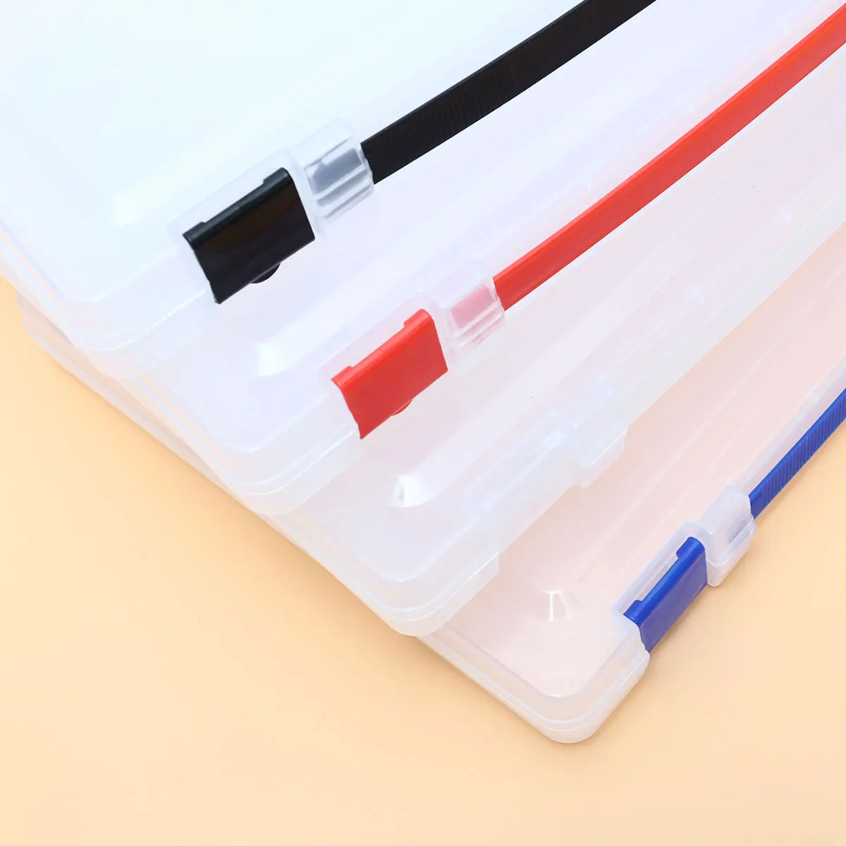 Transparent Storage Box Clear Plastic Document Paper Filing Case Stackable Organizer For Home Office Bedroom File Holder