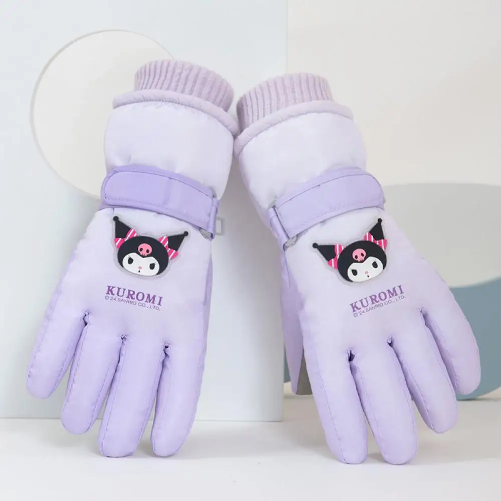 

Kuromi Cinnamoroll Hello Kitty Melody аниме Sanrio детские лыжные водонепроницаемые перчатки плюс бархатные хлопковые теплые перчатки для девочек