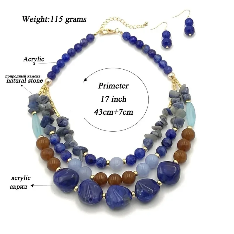 Women Necklace Chunky Colorful Collar Necklaces Costume Jewelry African Bracelet Bohe Natural Stone Accessories for Women