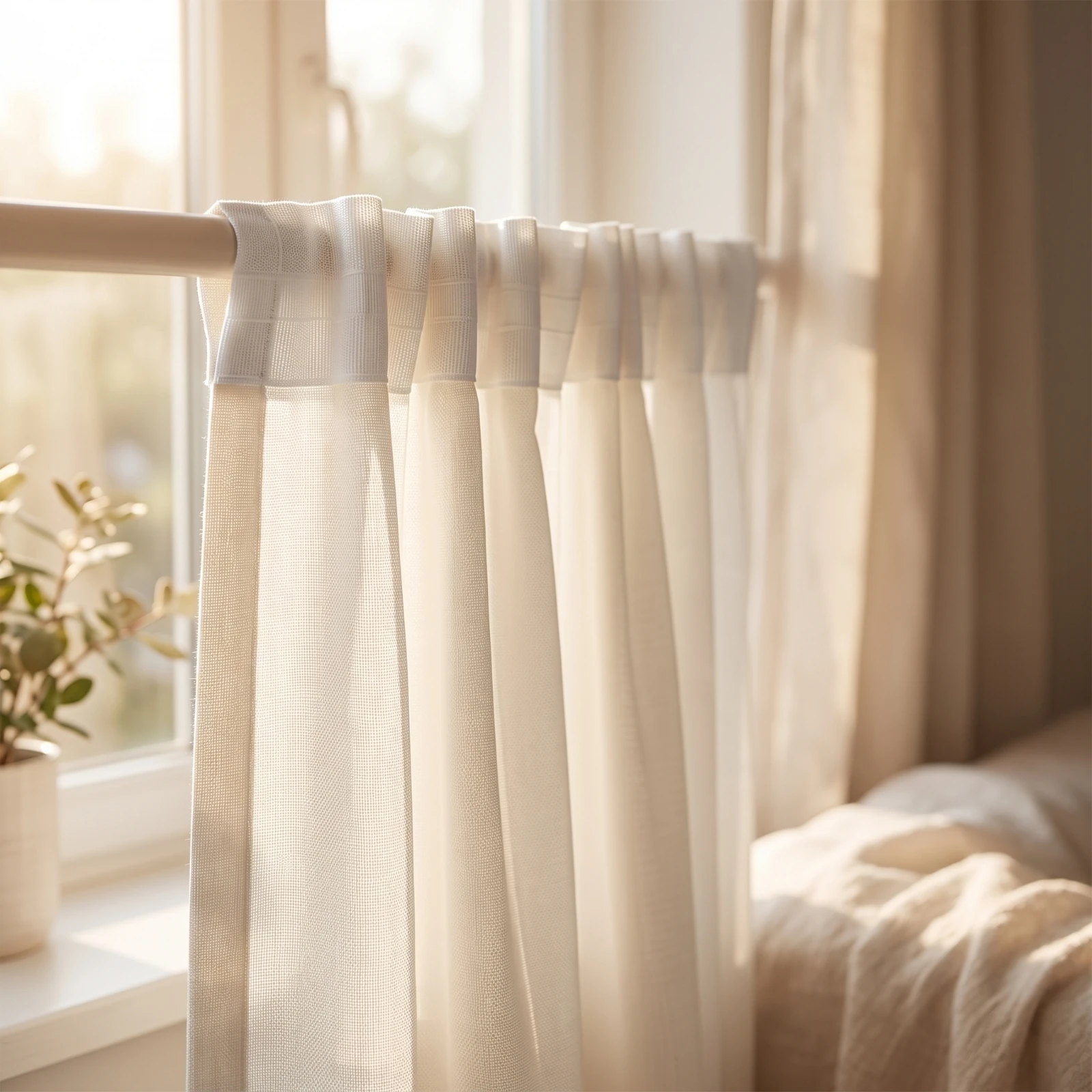 Curtain Ruffle Tape Iron-on Curtain Sewing Tape Easy to Sew White for DIYers, Home Decoration