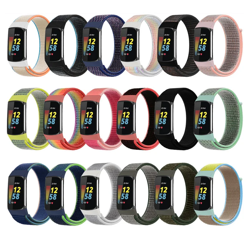 Bracelet pour montre intelligente Fitbit Charge 5, accessoires de sport, bracelet à boucle en nylon