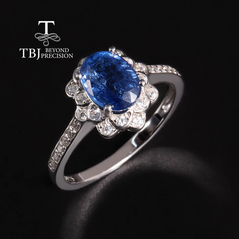 

Luxury natural blue kyanite oval gemstone ring 925 silver jewelry Elegant precious female wedding & Anniversary & banquet gift