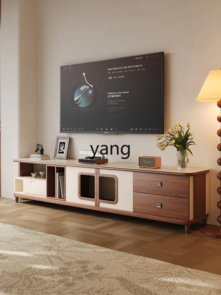 

LH medieval style living room rock slab kung fu coffee table TV cabinet combination hidden tea stove