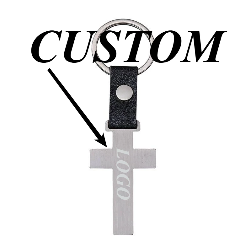 

1pc Custom Keychain Personalized Metal Cross Shape Customized Key Ring Car Accessories Gift Wholesale