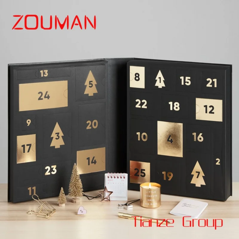 200 pieces, Customization 2025 Luxury Makeup Cardboard Drawer Box Gift Packaging Box Advent Calendar Empty